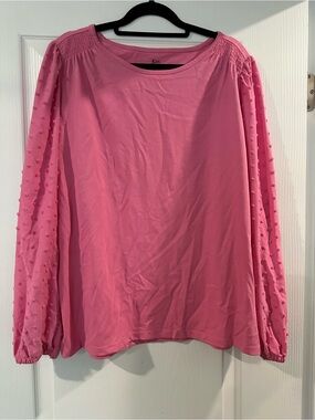Pink Textured Sleeve Women's Top